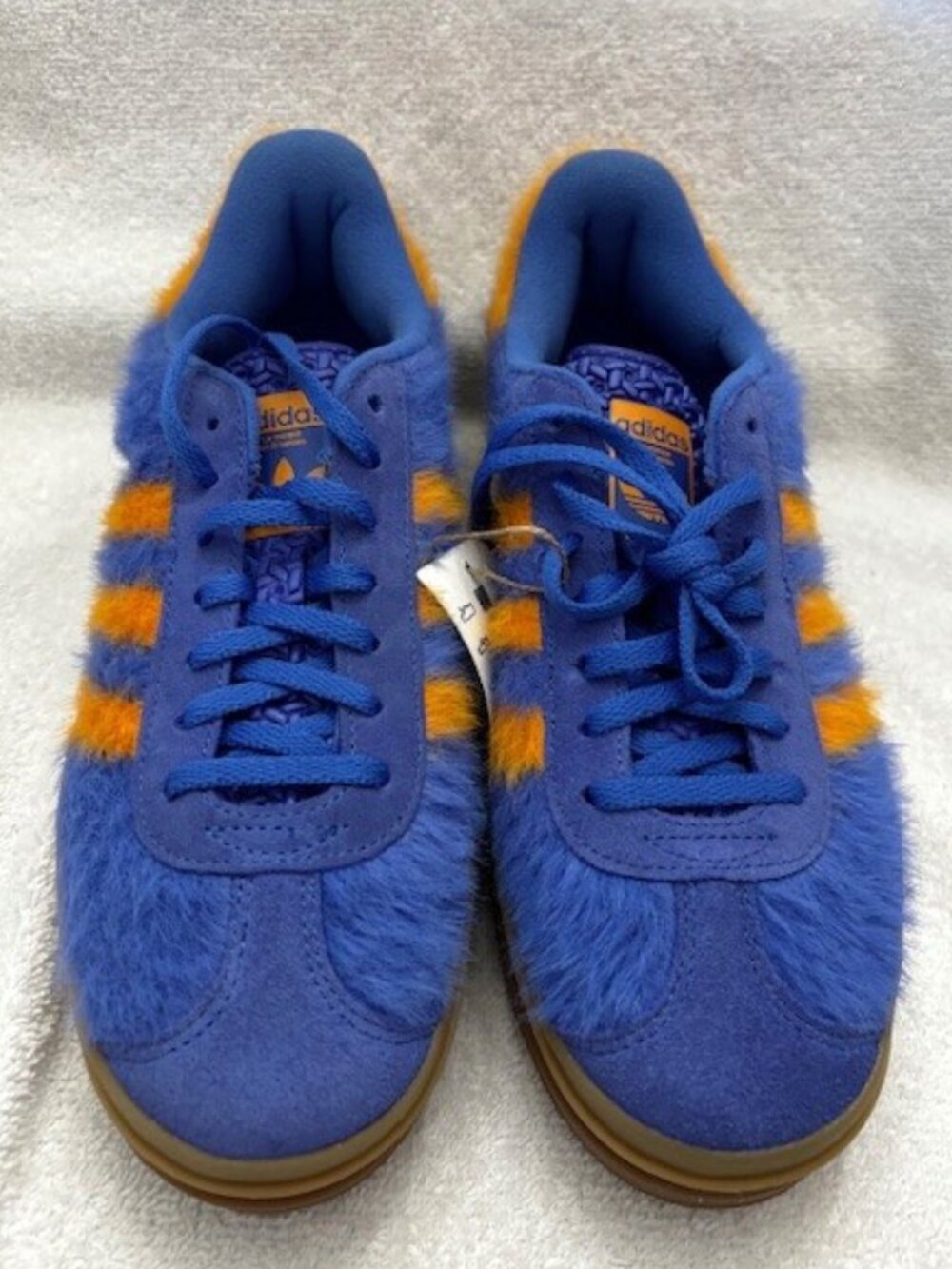 adidas Gazelle Bold Year-of-the-Snake vibrant blue sneakers with orange accents
